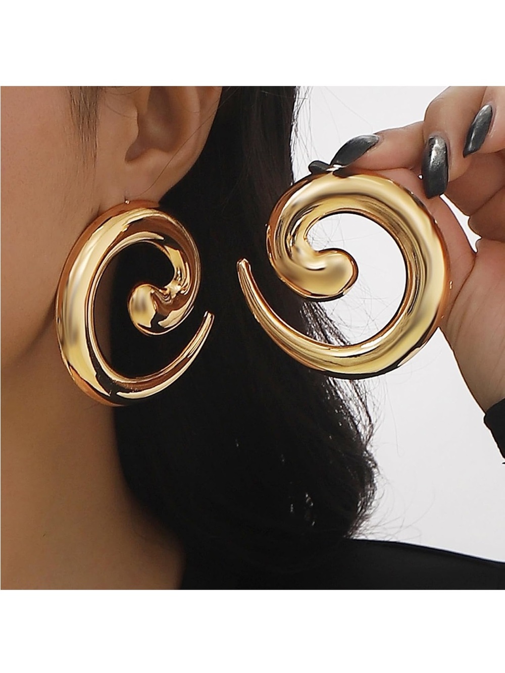 Gold Spiral Statement Earrings - Women Jewelry